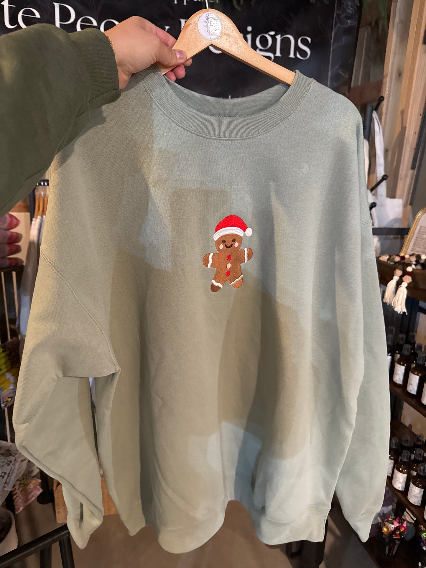 Embroidered Gingerbread Crewneck