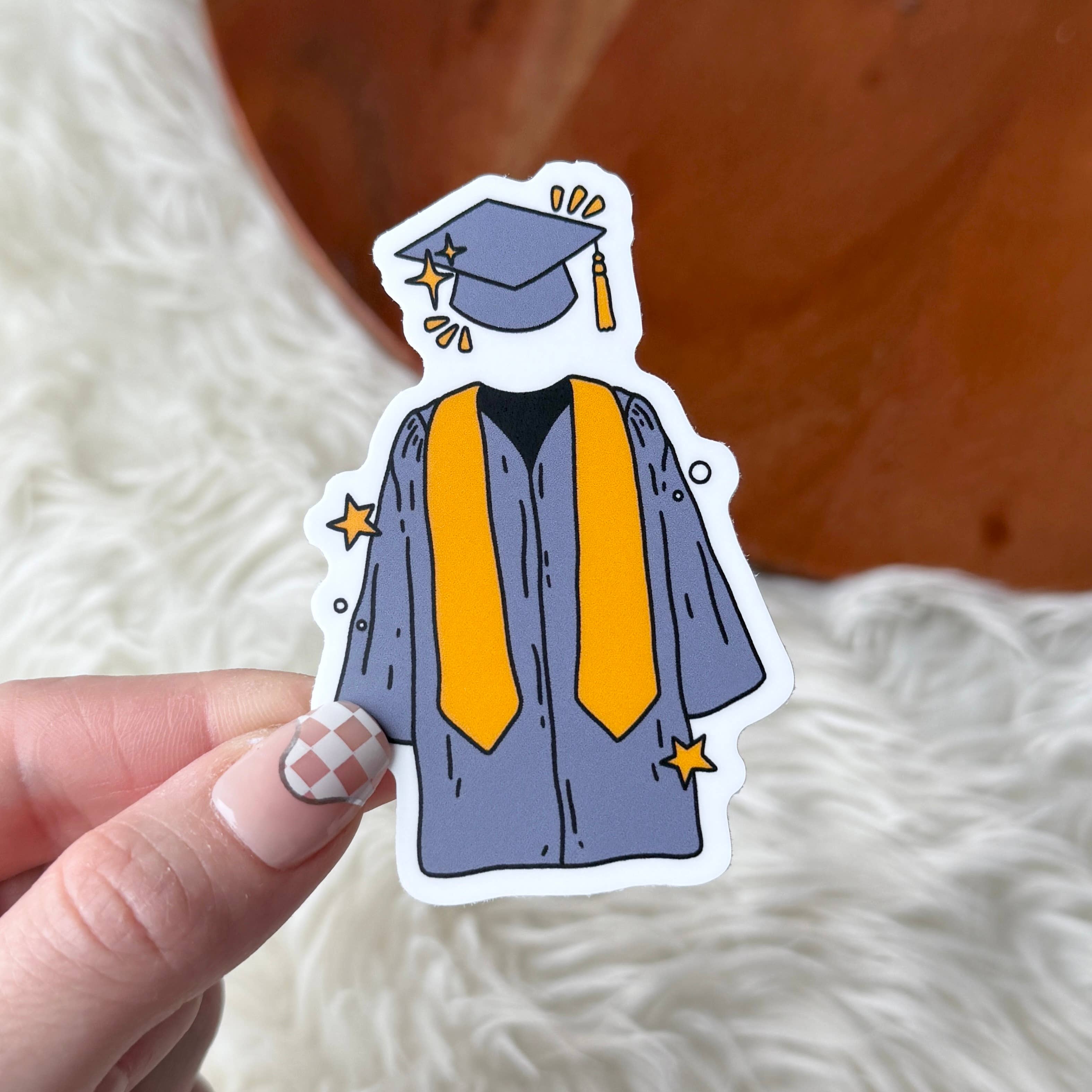 Grad Cap & Gown Graduation Sticker – White Peony Designs
