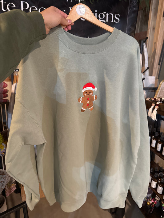 Embroidered Gingerbread Crewneck