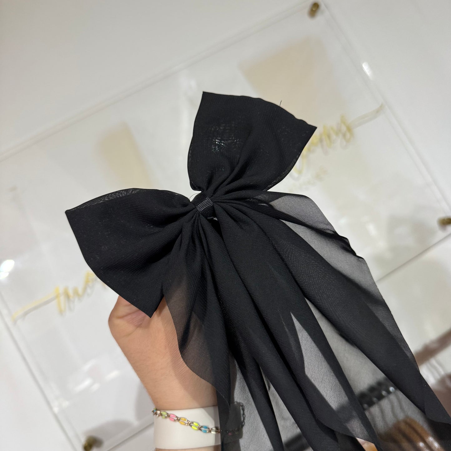 Large Tail Chiffon Hair Bow