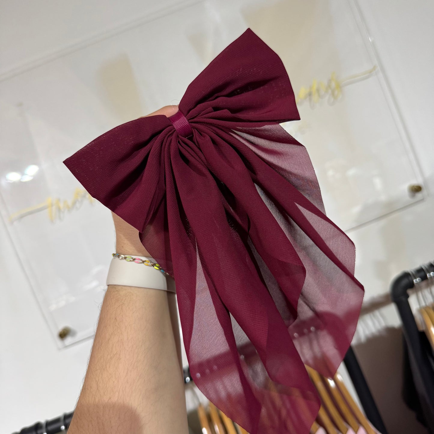 Large Tail Chiffon Hair Bow