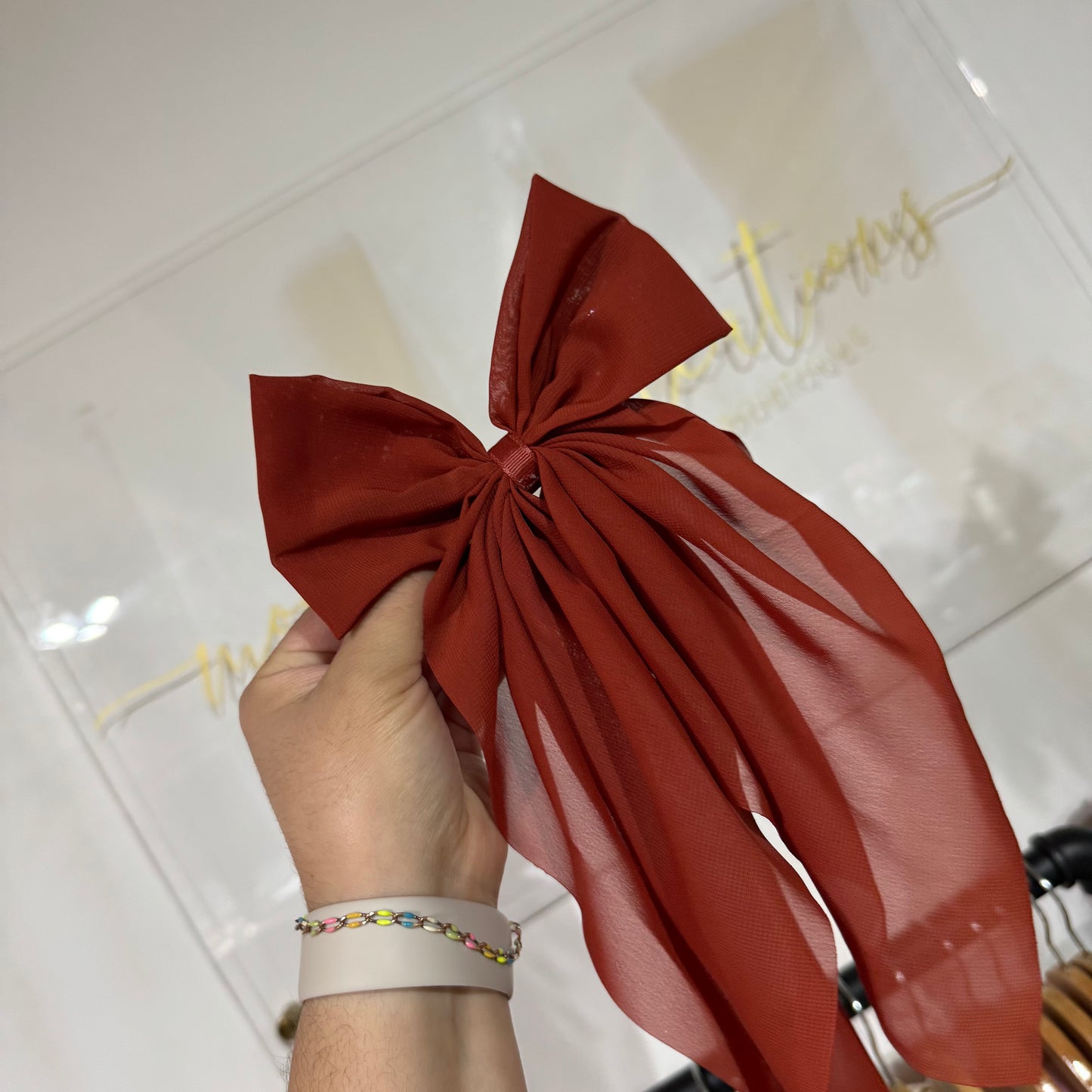 Large Tail Chiffon Hair Bow